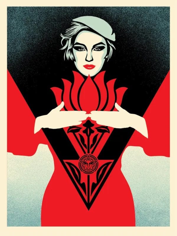 OBEY NOIR FLOWER WOMAN (RED) - Duboski Art Collaborative