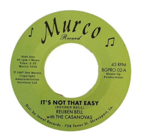 Reuben Bell With The Casanovas ‎– It’s Not That Easy / Hummin’ A Sad Song - Duboski Art Collaborative